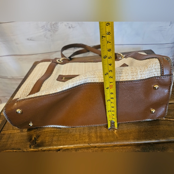 Ralph Lauren Woven Straw Beige Tote Bag Classic Preppy Hangbag - Picture 14 of 15